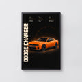 Vintage Dodge Charger Print, Orange Muscle Car