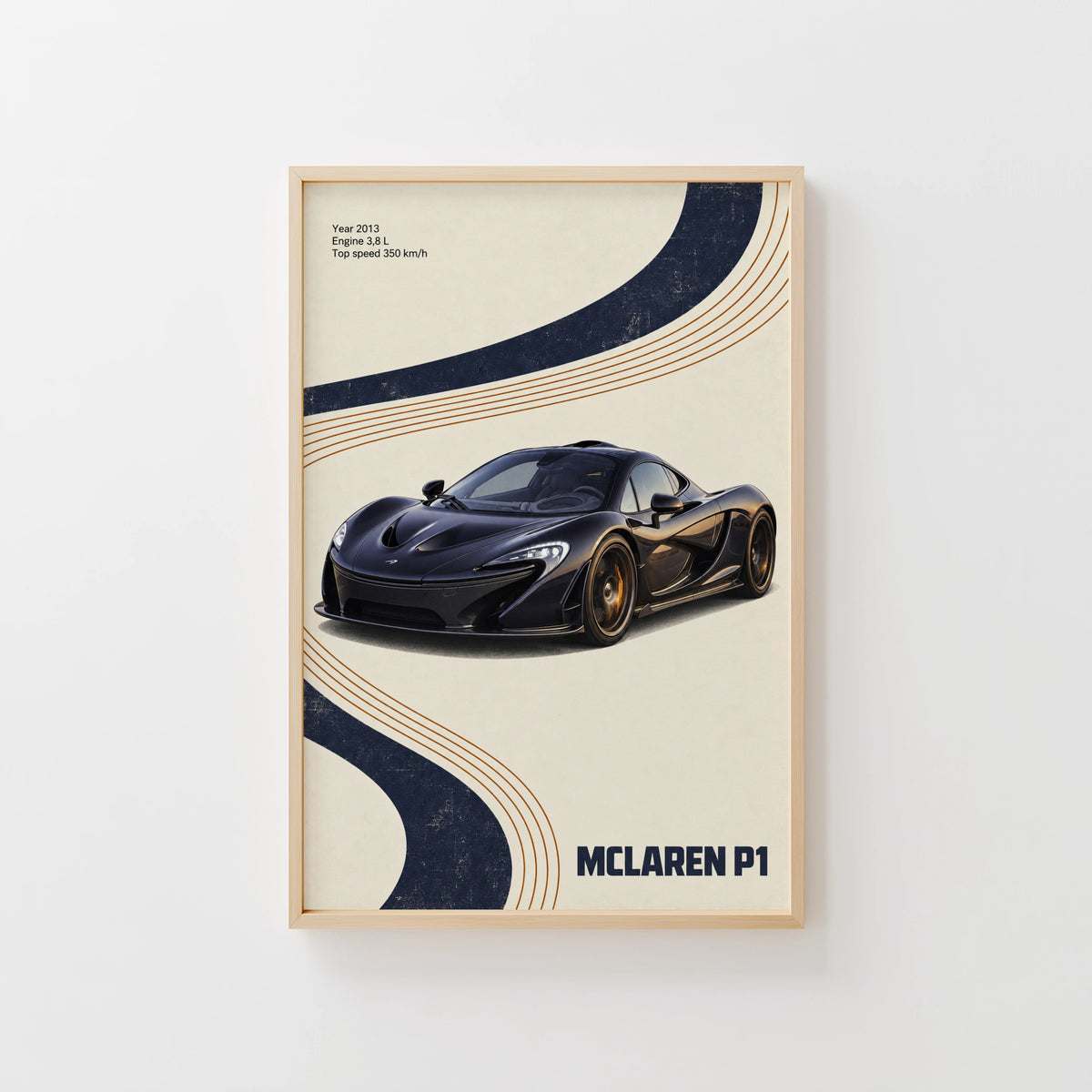 Vintage McLaren P1 Print, Supercar Wall Art