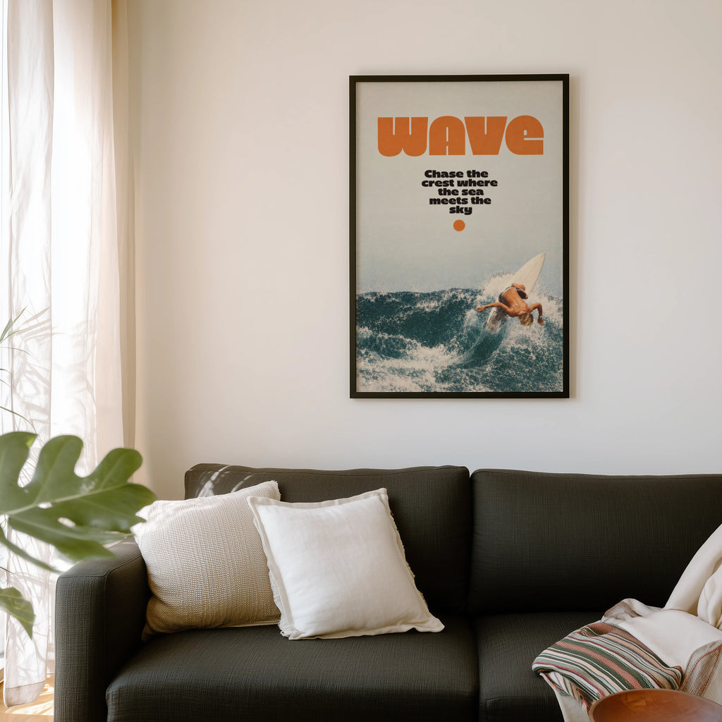 Vintage Surf Print, Retro Wave Poster, Surfer Wall Art