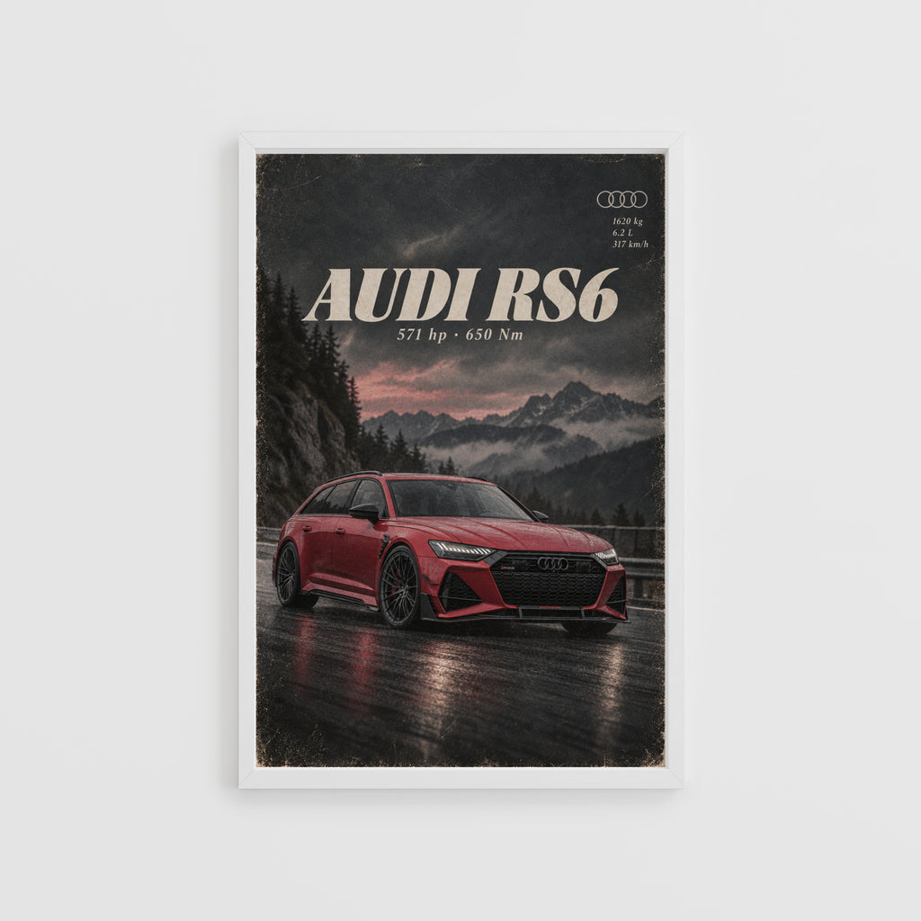 Vintage Audi RS6 Print, Car Wall Art, Avant
