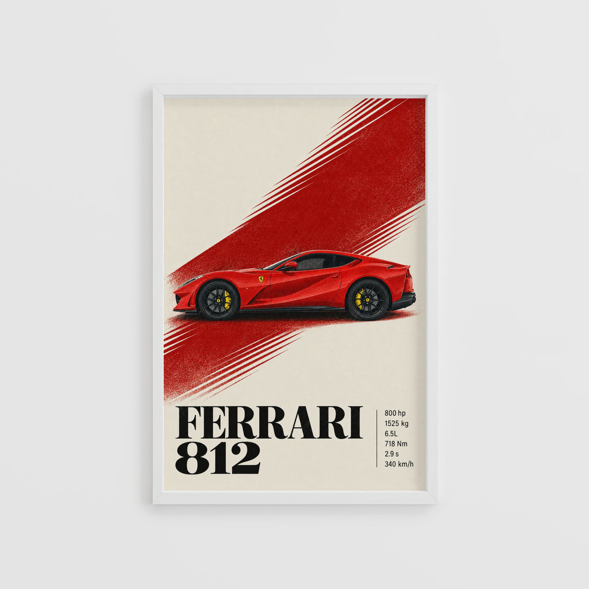 Vintage Ferrari 812 Print, Red Supercar Wall Art