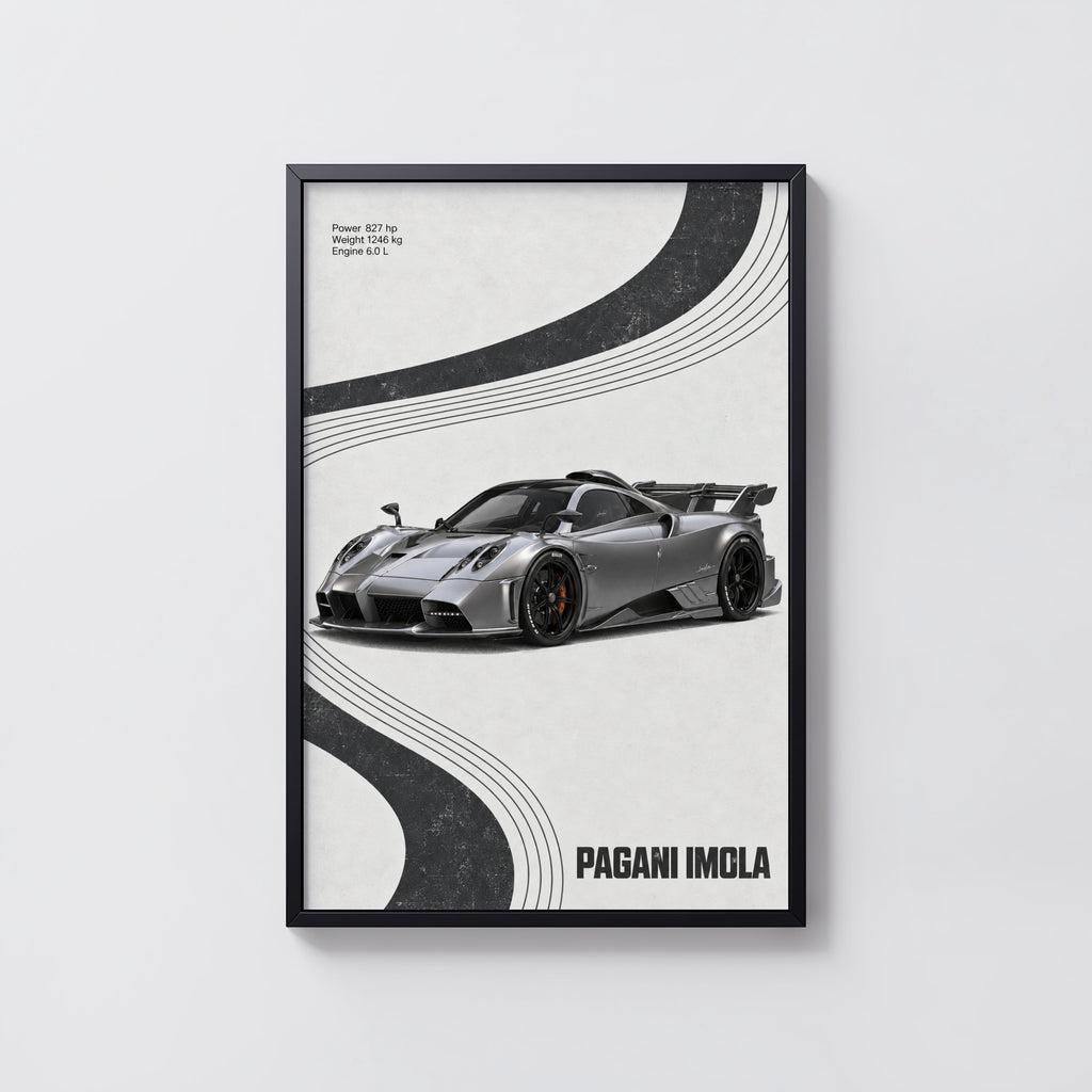 Vintage Pagani Imola Print, Supercar Wall Art
