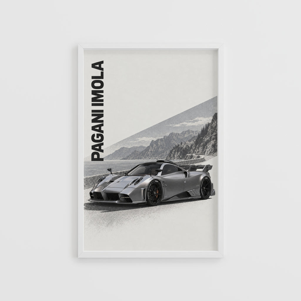 Vintage Pagani Imola Print, Supercar Wall Art