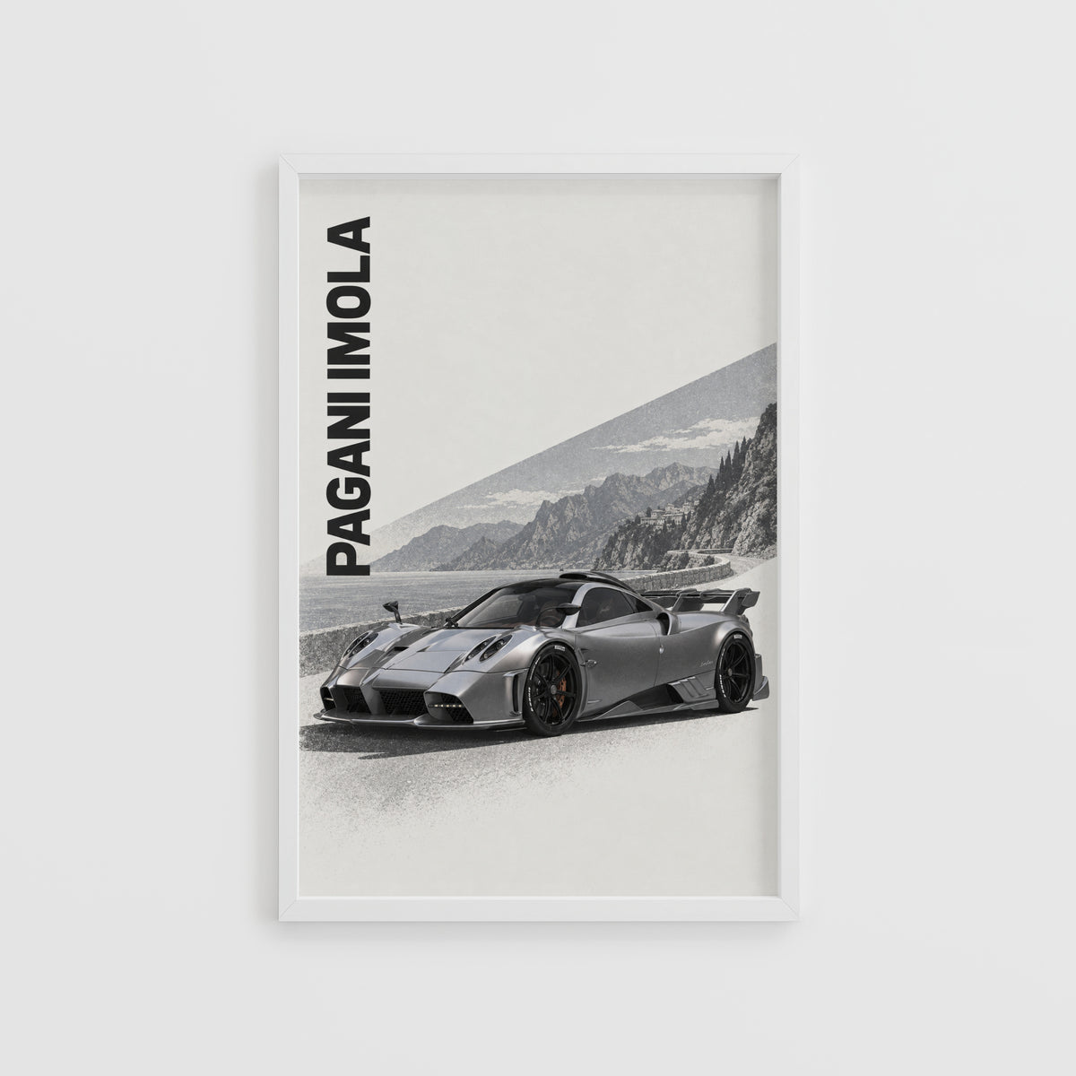 Vintage Pagani Imola Print, Supercar Wall Art