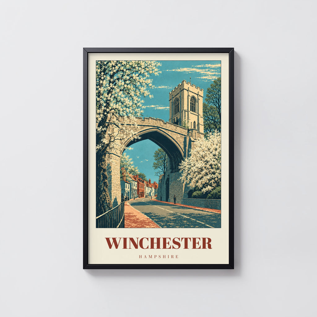 Vintage Winchester Poster, Hampshire Wall Art, England Print