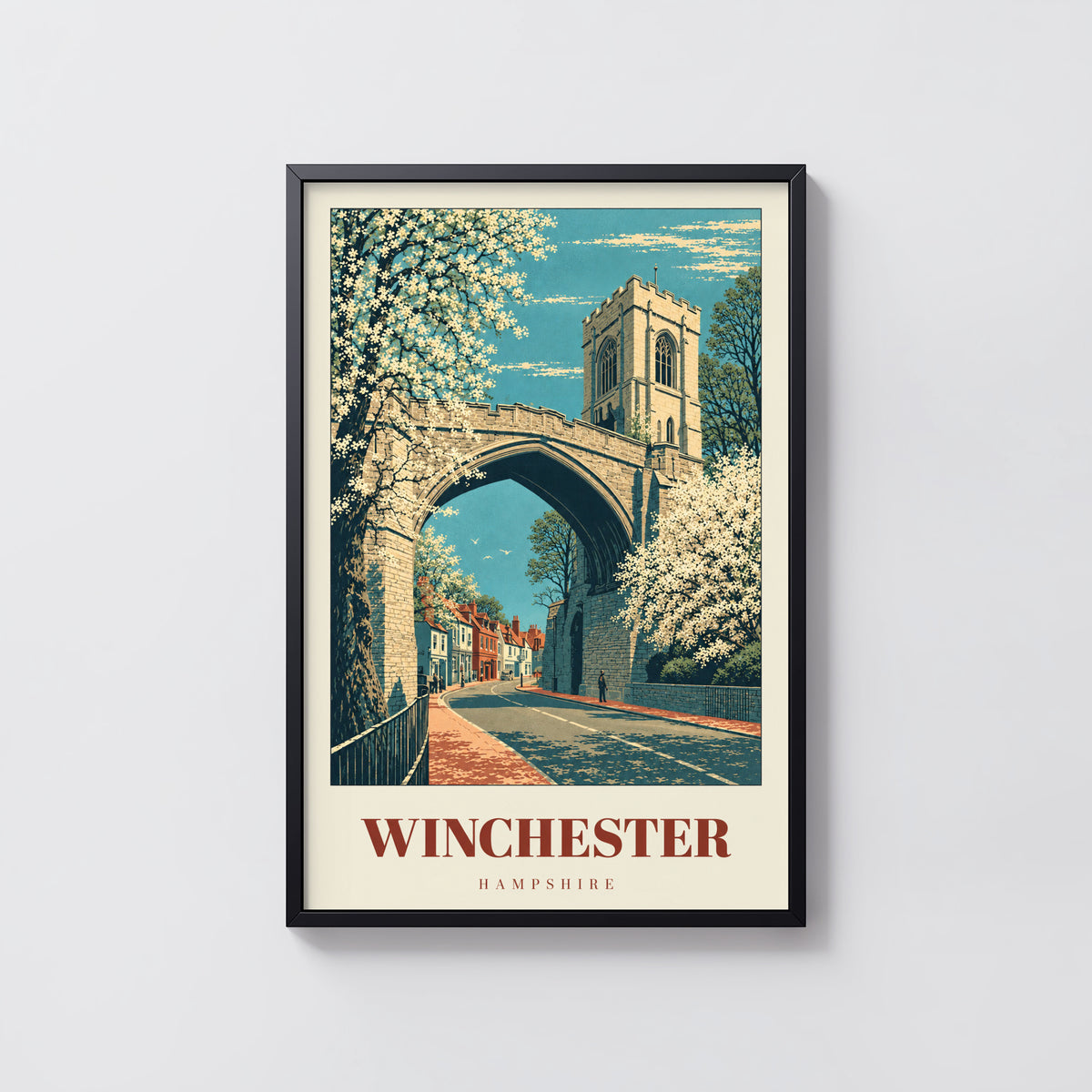 Vintage Winchester Poster, Hampshire Wall Art, England Print