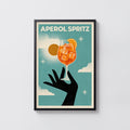 Vintage Aperol Spritz Print Poster, Retro Cocktail Art