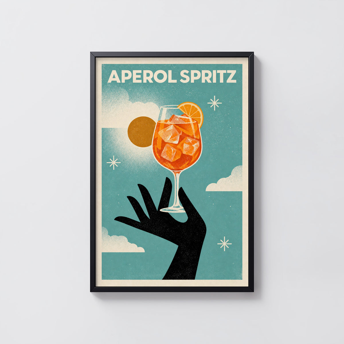 Vintage Aperol Spritz Print Poster, Retro Cocktail Art