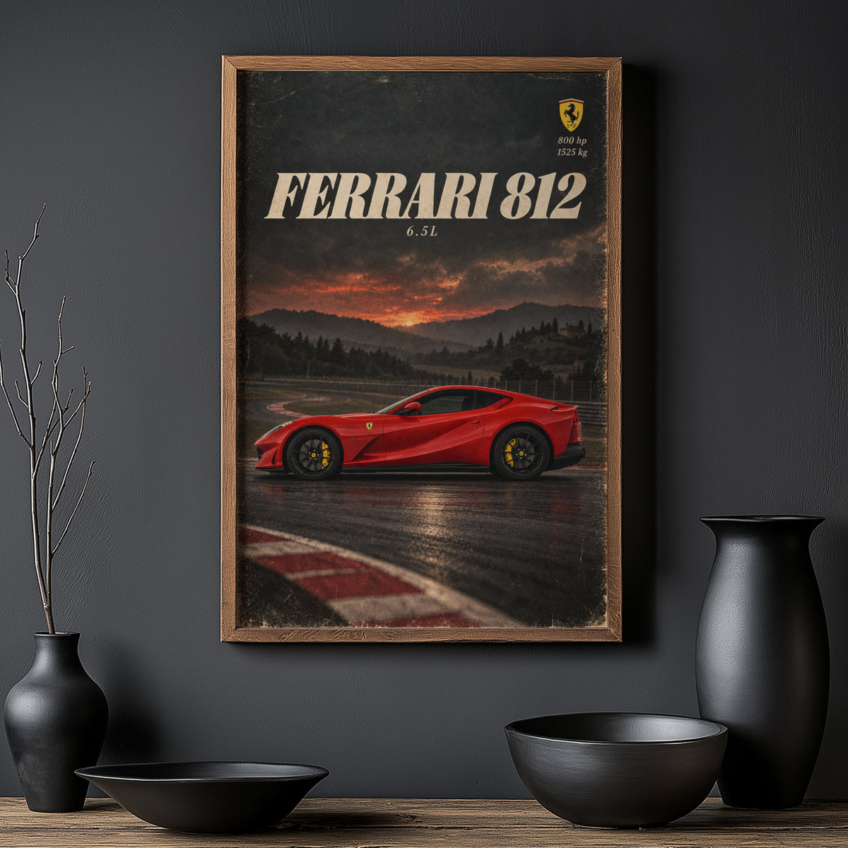 Vintage Ferrari 812 Print, Supercar Wall Art