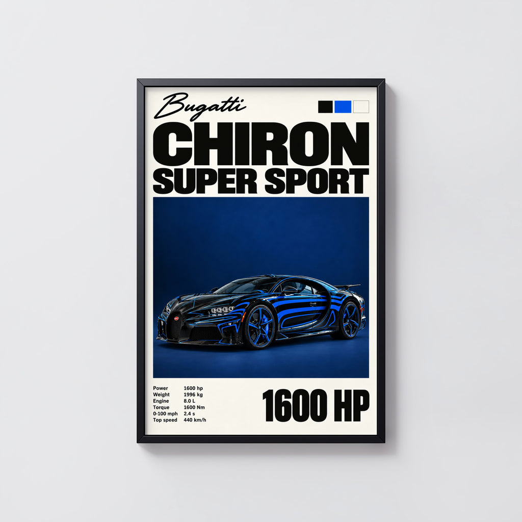 Vintage Bugatti Chiron Super Sport Print, Car Poster