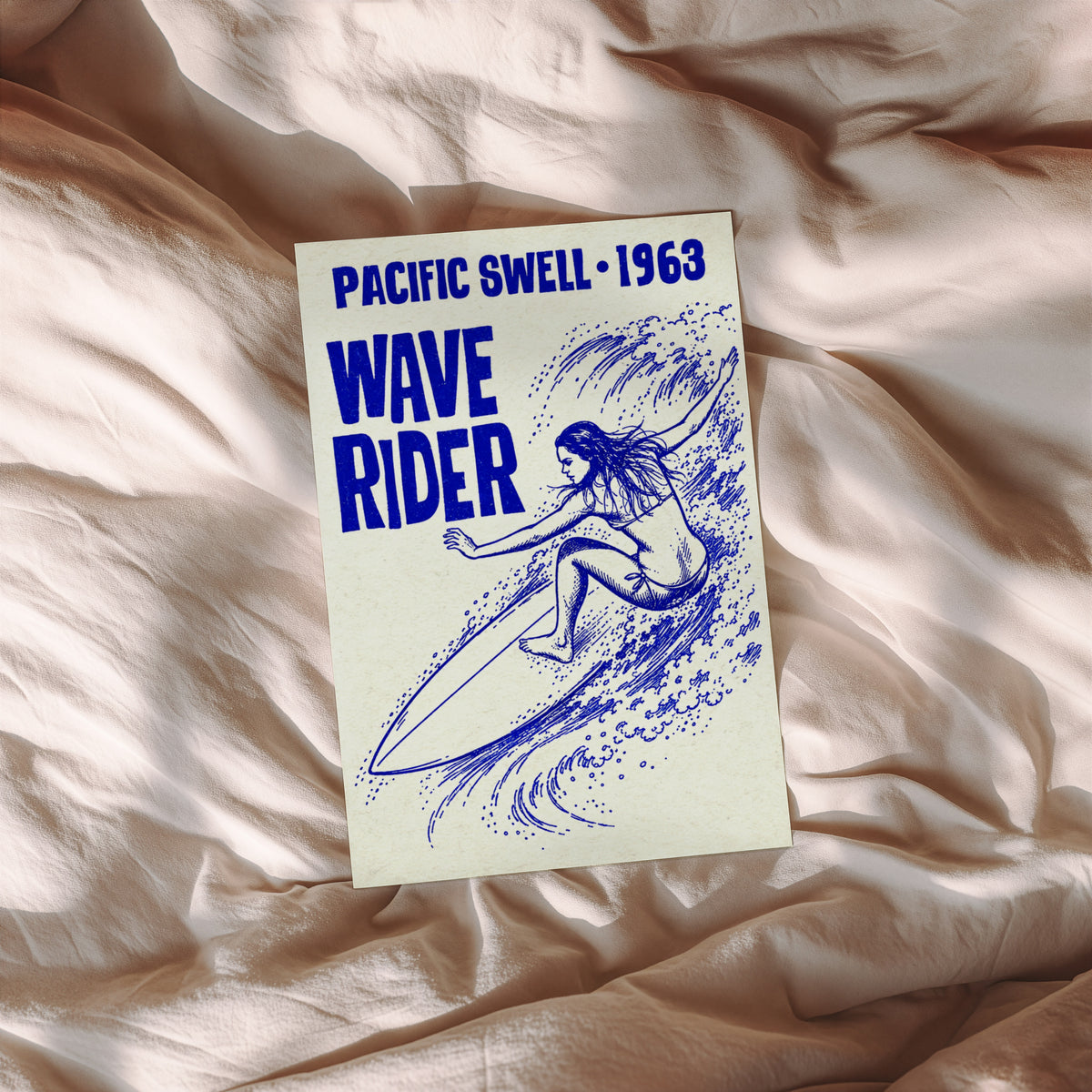 Vintage Surf Print, Wave Rider Surfer Girl Poster
