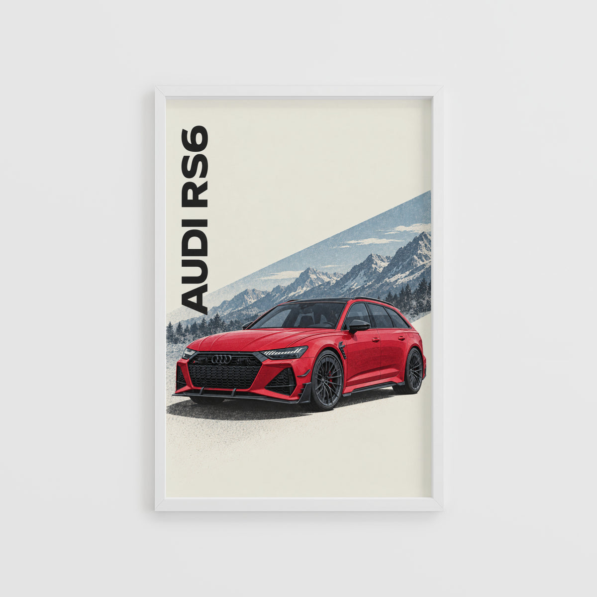Vintage Audi RS6 Print, Car Wall Art, Mountain Art