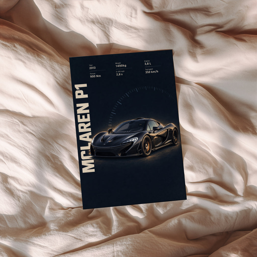 Vintage McLaren P1 Print, Supercar Wall Art