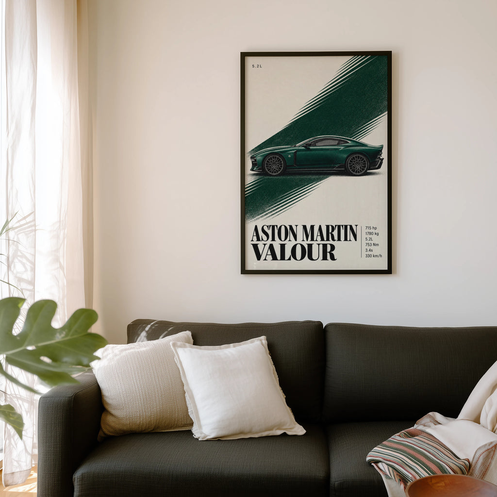 Vintage Aston Martin Valour Print, Green Car Art