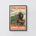 Vintage Flying Scotsman Poster, Steam Train Wall Art Print