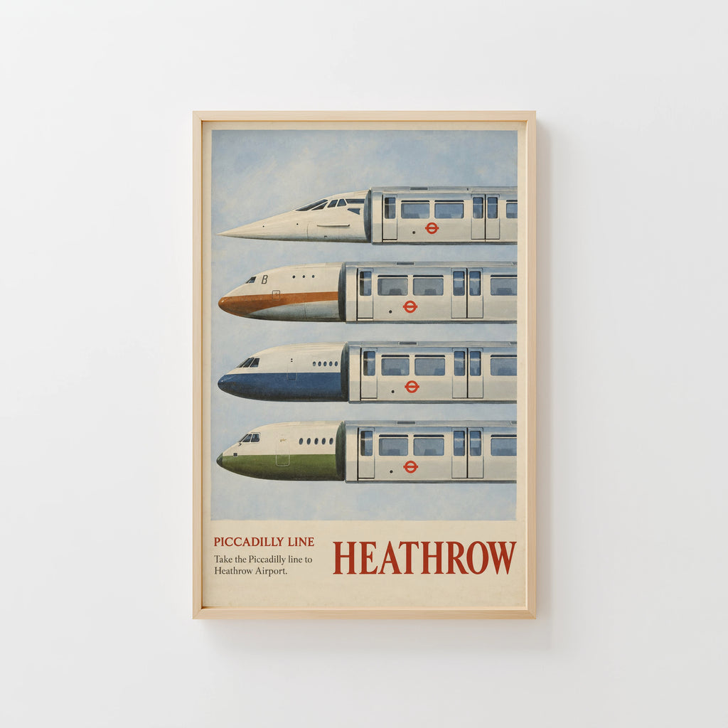 Vintage Heathrow Poster, London Tube Wall Art Print