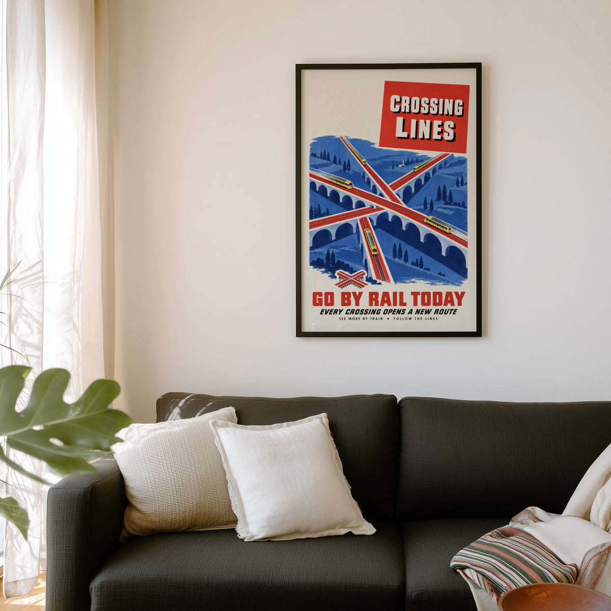 Vintage Train Print Poster, Railway Viaduct Wall Art