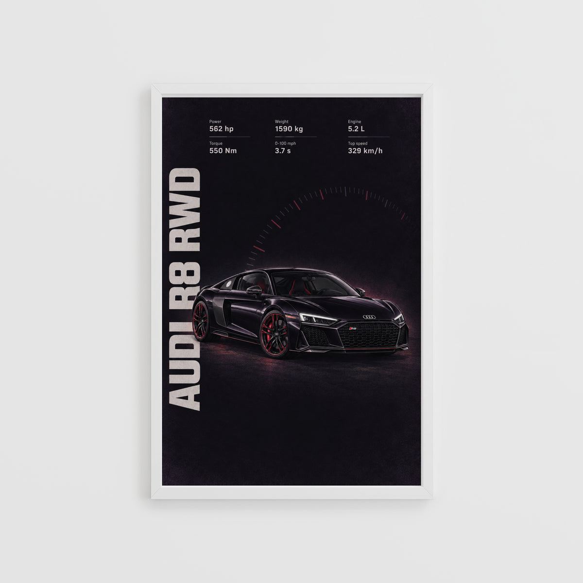 Vintage Audi R8 Print, Car Poster, Supercar Wall Art