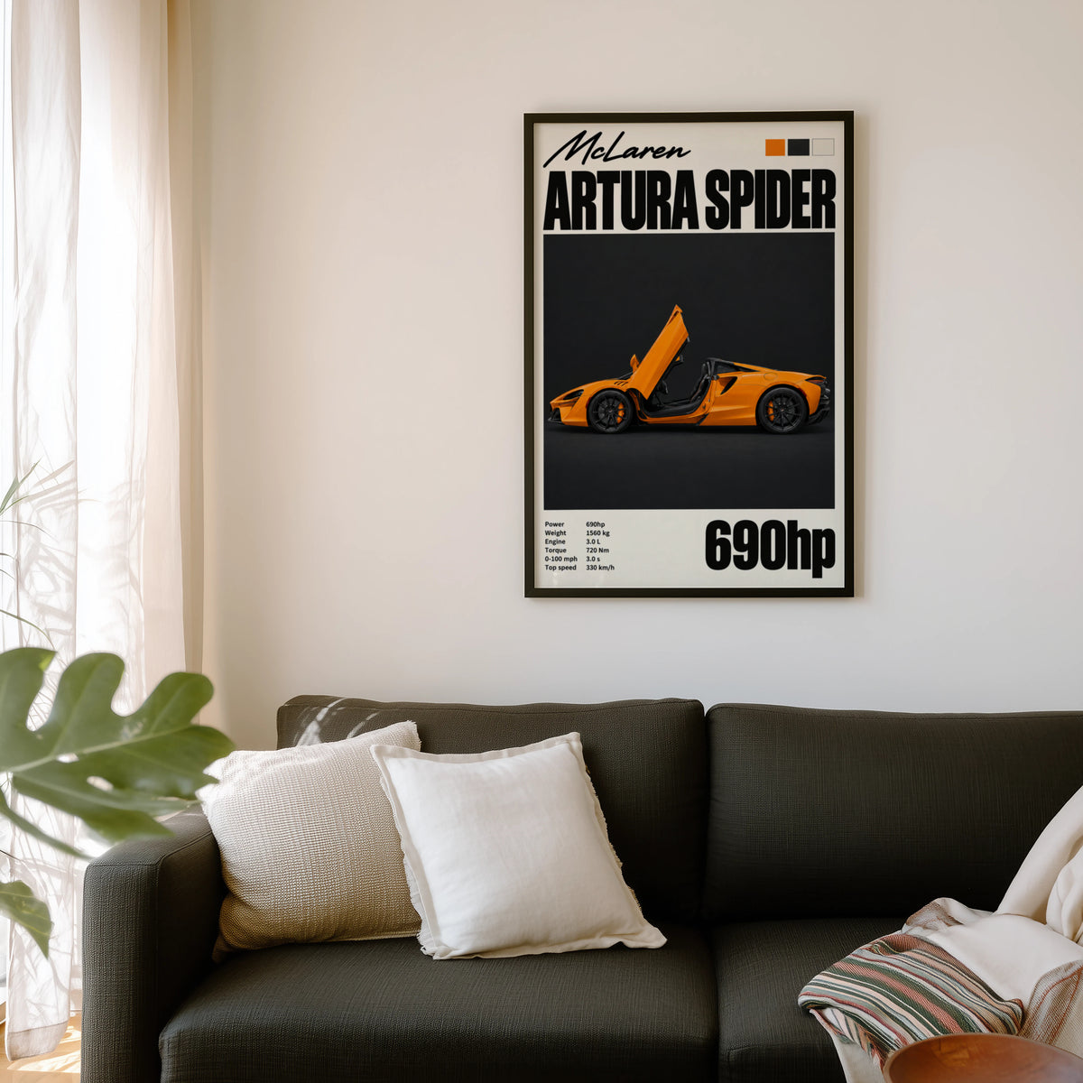 Vintage McLaren Artura Spider Print, Car Wall Art