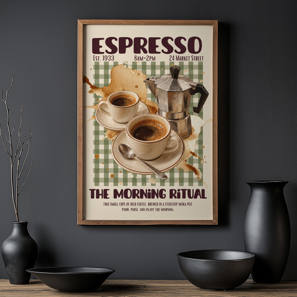 Vintage Espresso Print, Coffee Poster, Kitchen Wall Art