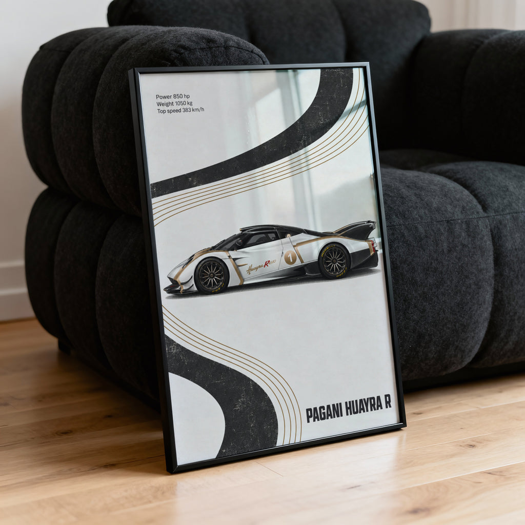 Vintage Pagani Huayra R Print, Supercar Wall Art