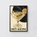 Vintage Dirty Martini Print Poster, Cocktail Wall Art