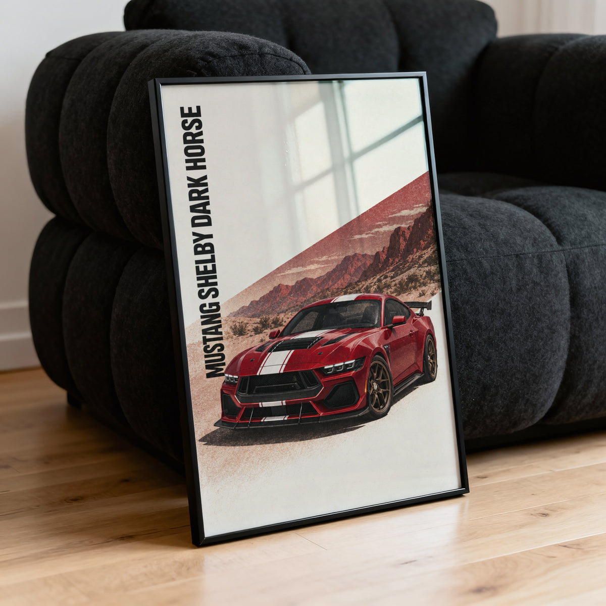 Vintage Mustang Print, Red Muscle Car Wall Art