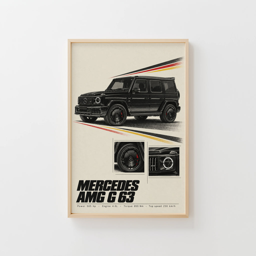 Vintage Mercedes AMG G63 Print, SUV Wall Art
