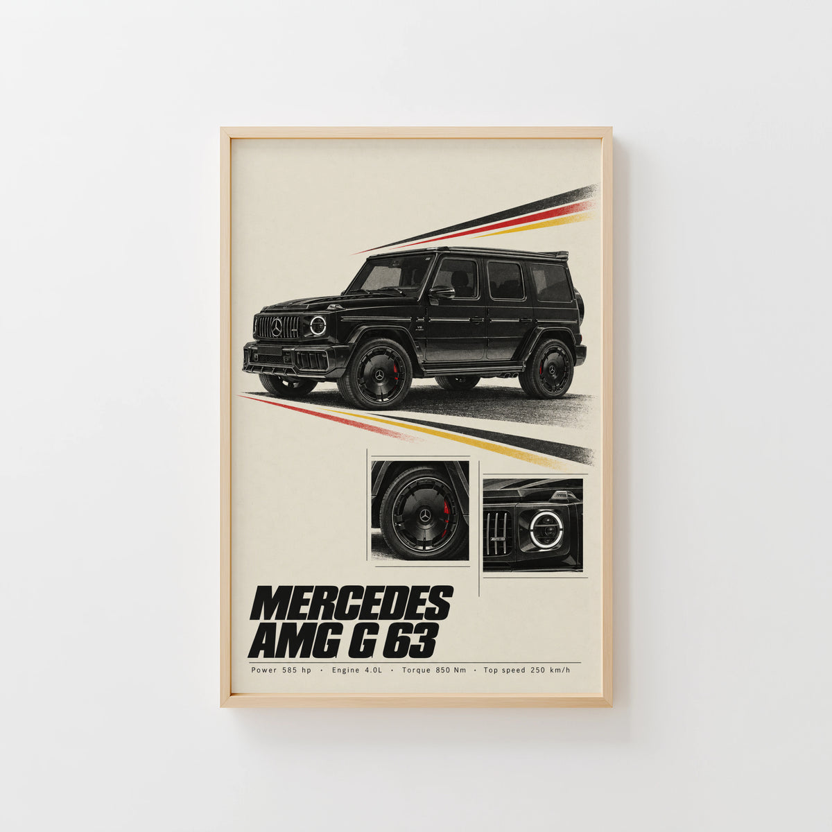 Vintage Mercedes AMG G63 Print, SUV Wall Art