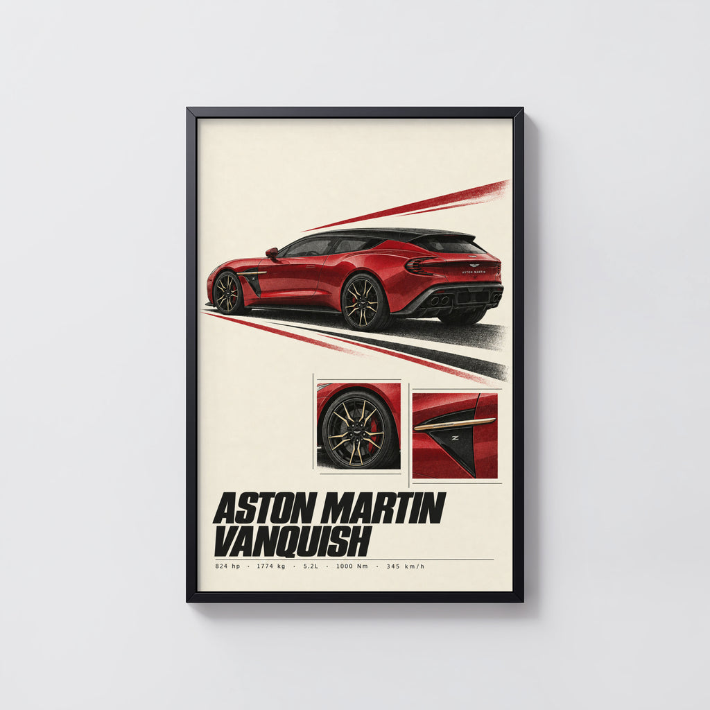 Vintage Aston Martin Vanquish Print, Car Wall Art