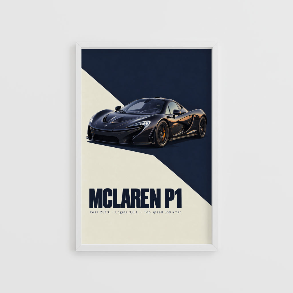 Vintage McLaren P1 Print, Supercar Wall Art