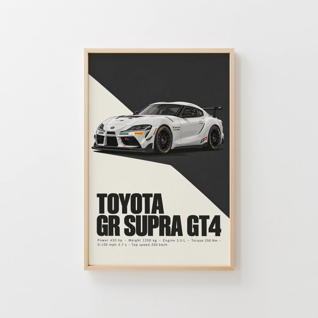 Vintage Toyota Supra GT4 Print, Car Wall Art