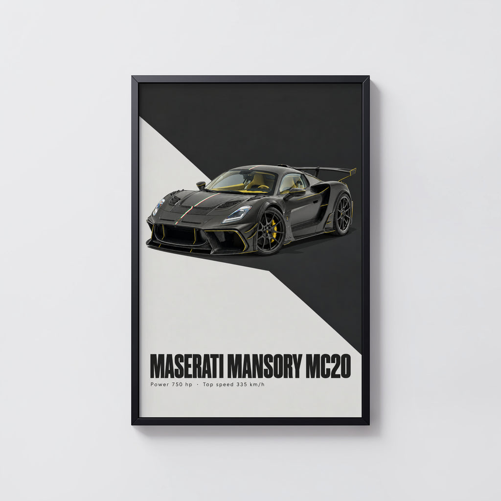 Vintage Maserati MC20 Print, Supercar Wall Art