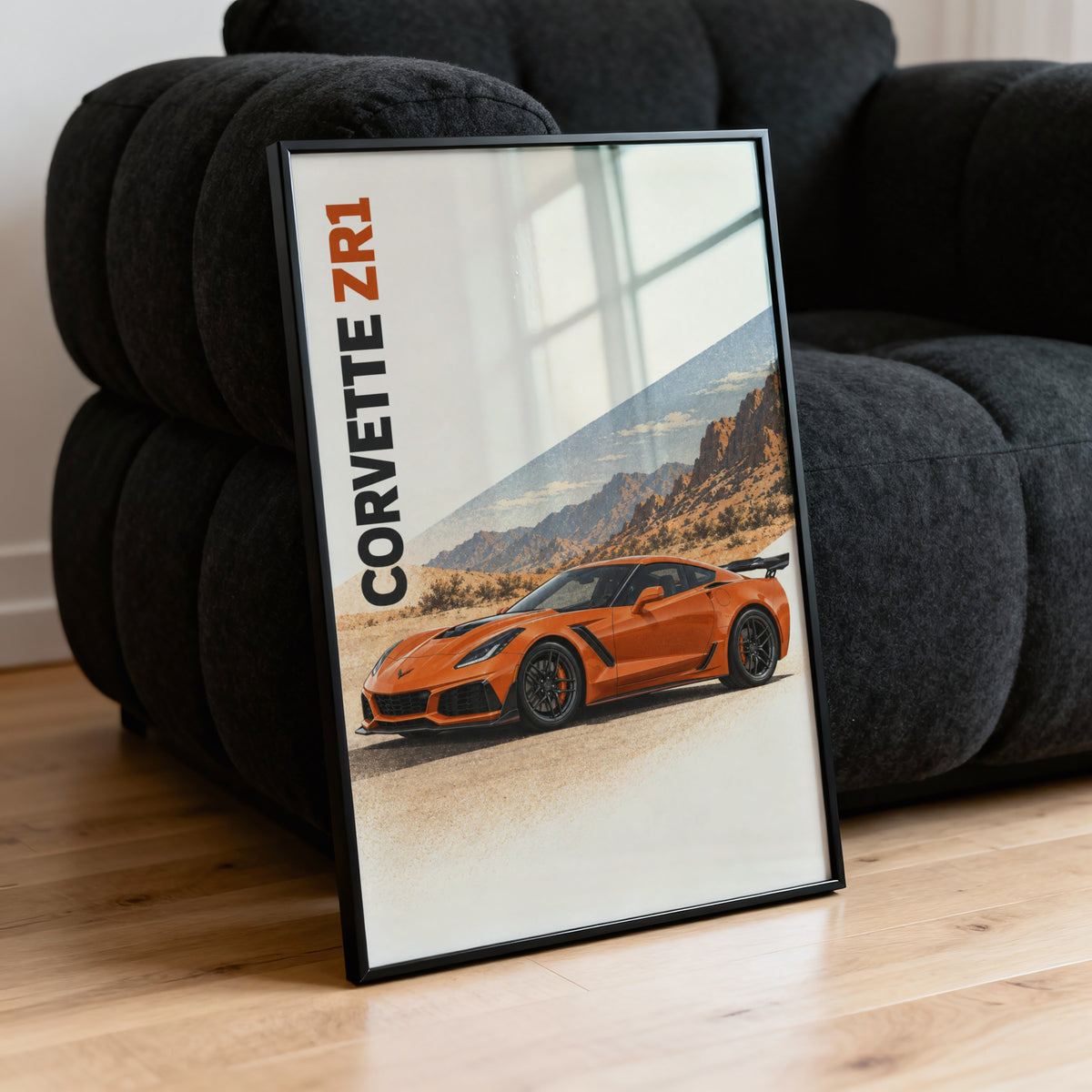 Vintage Corvette ZR1 Print, Car Poster, Desert Wall Art