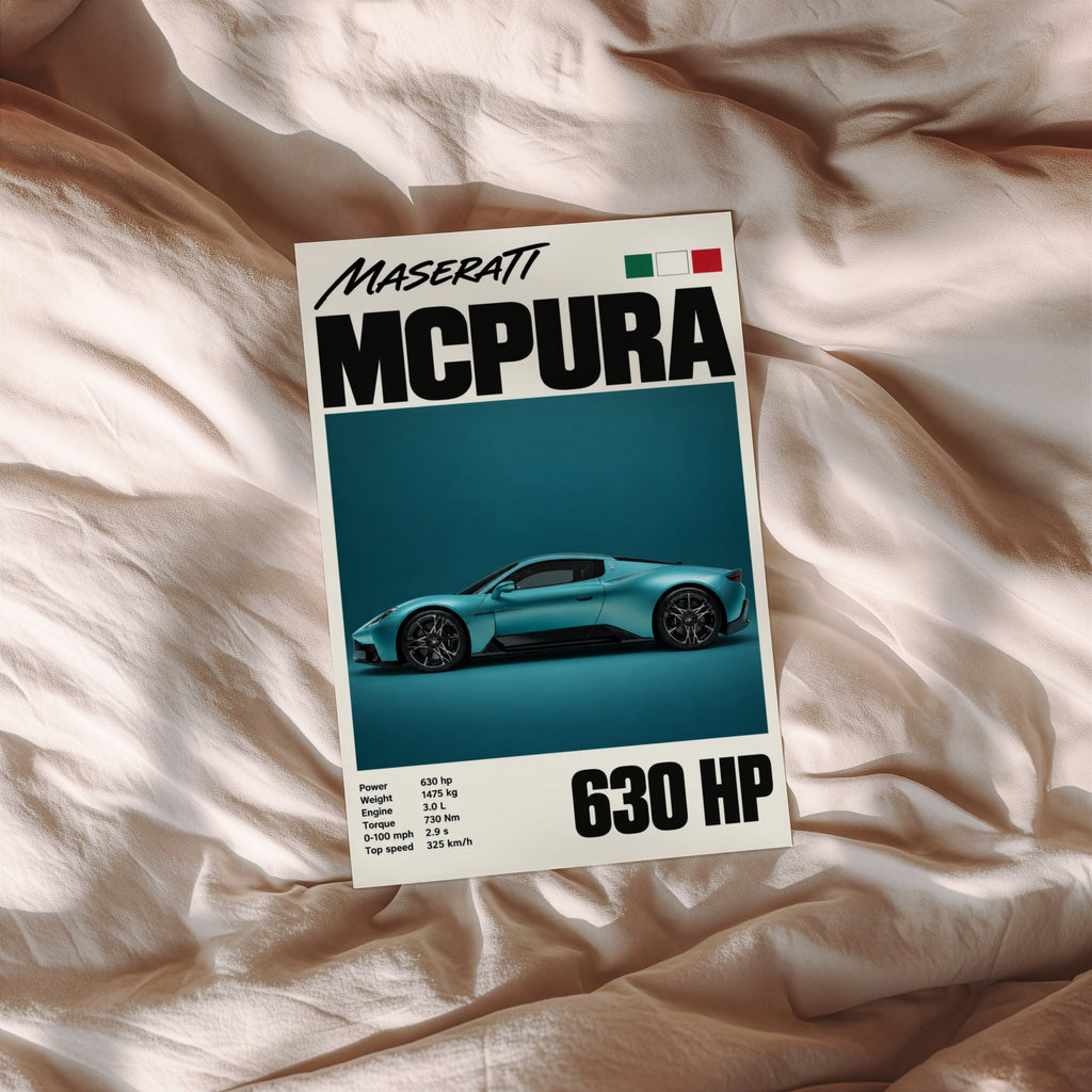 Vintage Maserati MCPura Print, Car Wall Art