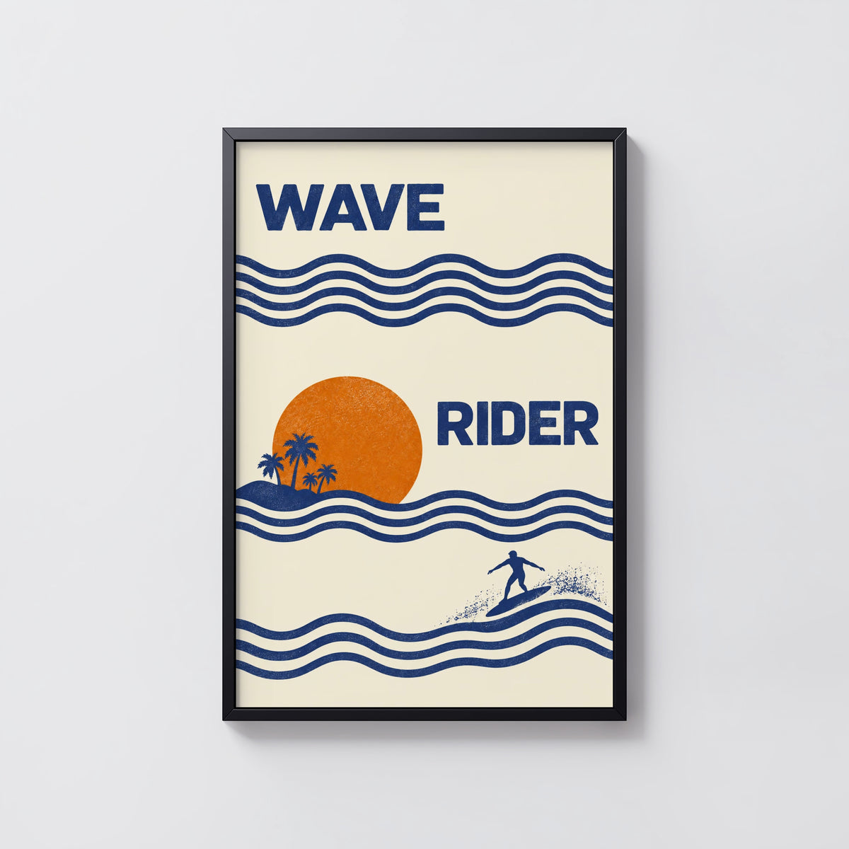 Vintage Wave Rider Surf Print and Poster, Retro Beach