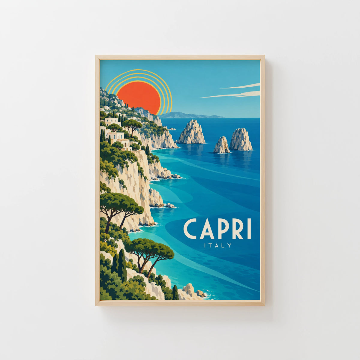 Vintage Capri Italy Poster, Mediterranean Coast Print