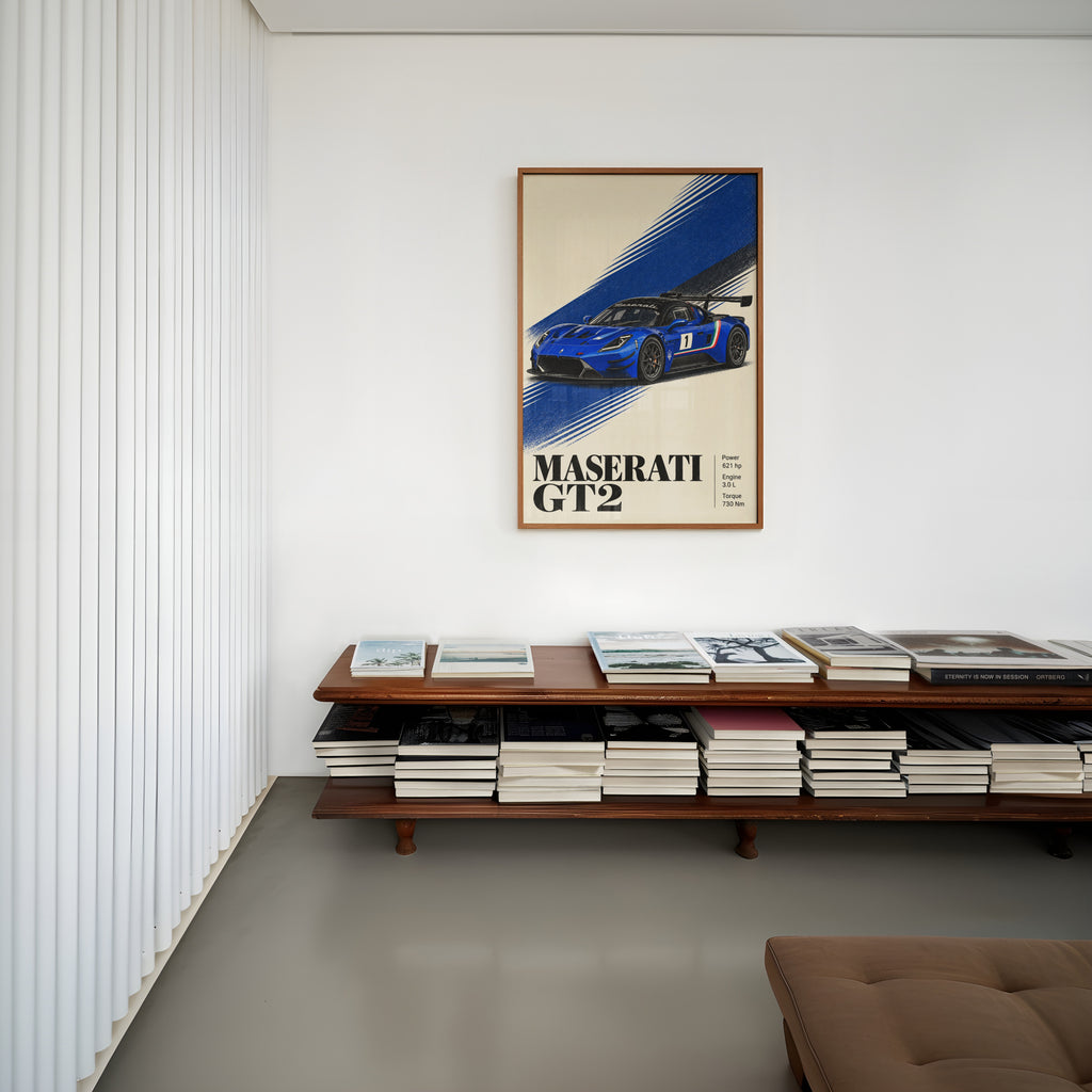 Vintage Maserati GT2 Print, Racing Car Wall Art
