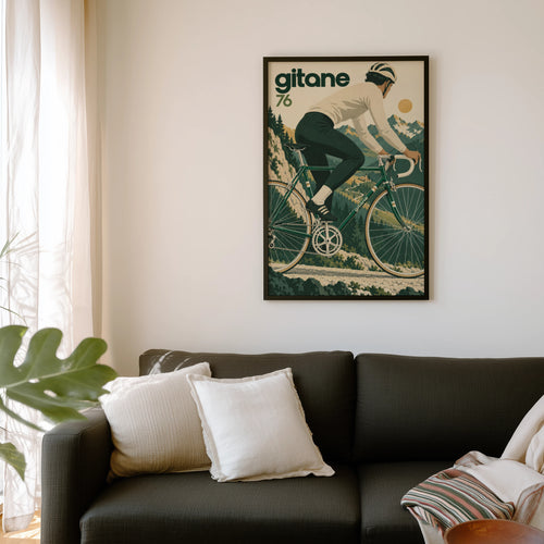 Vintage Cycling Poster, Alpine Road Bike Wall Art Print