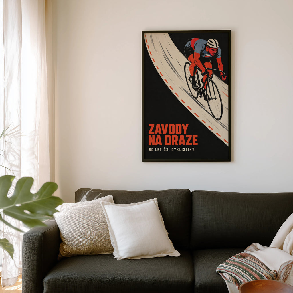 Vintage Track Cycling Poster, Czech Cyclist Print