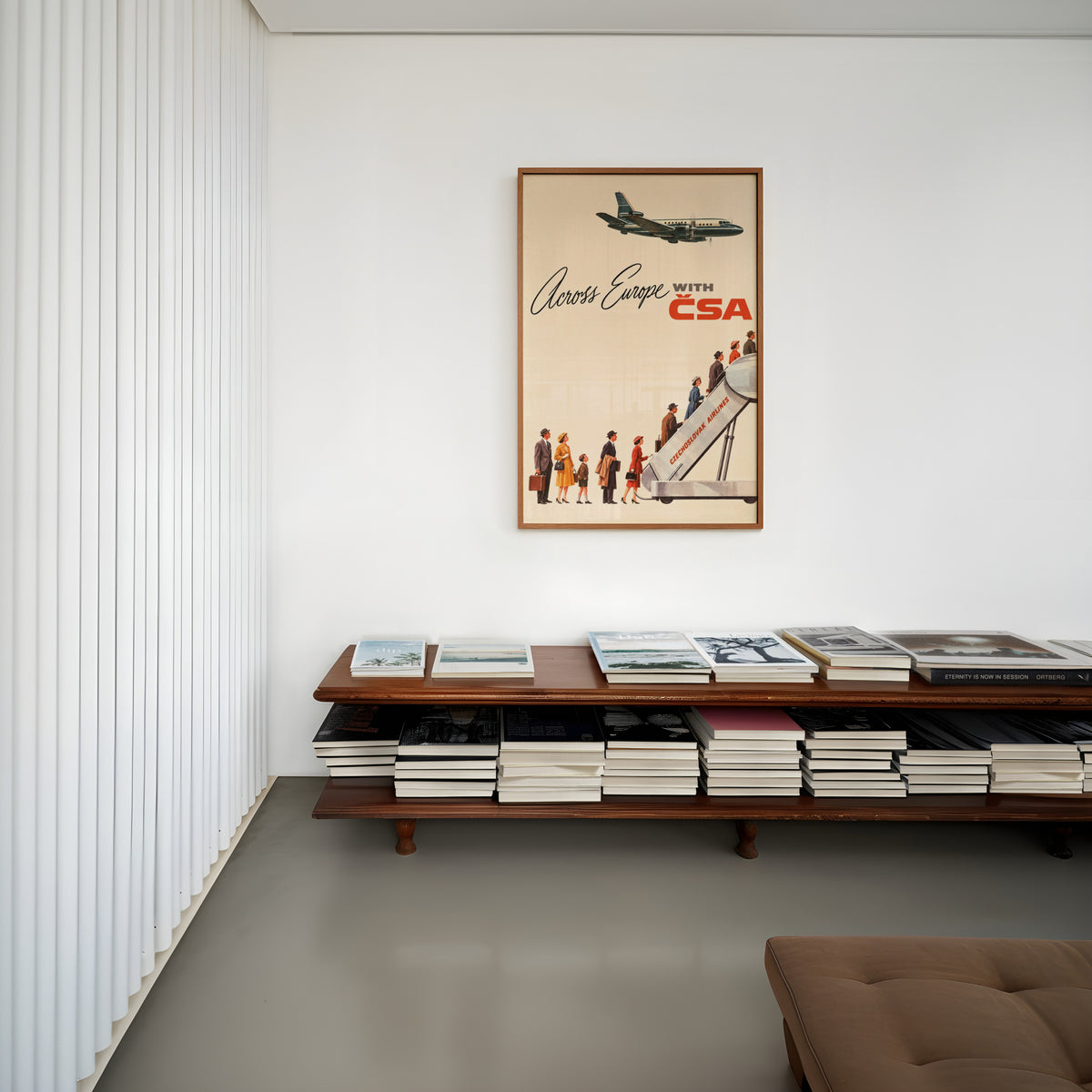 Vintage Czechoslovak Airlines Poster, Retro Travel Wall Art
