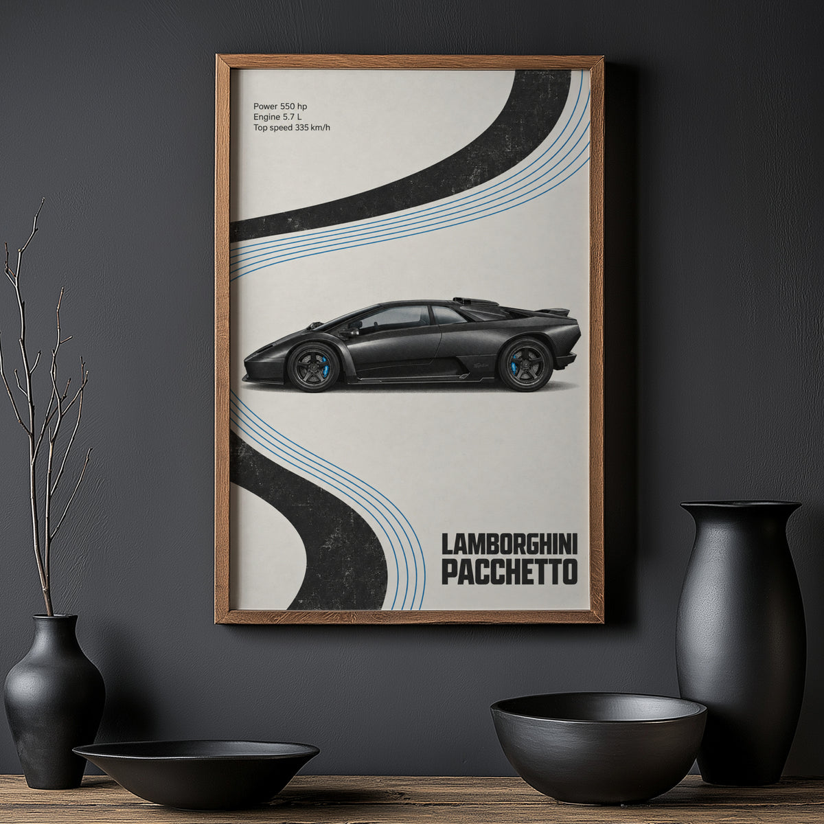 Vintage Lamborghini Pacchetto Print, Supercar Wall