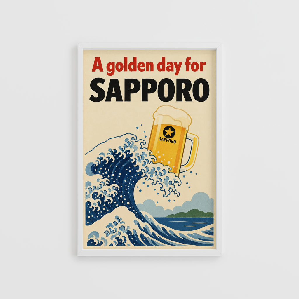 Vintage Sapporo Beer Print, Japanese Wave Poster