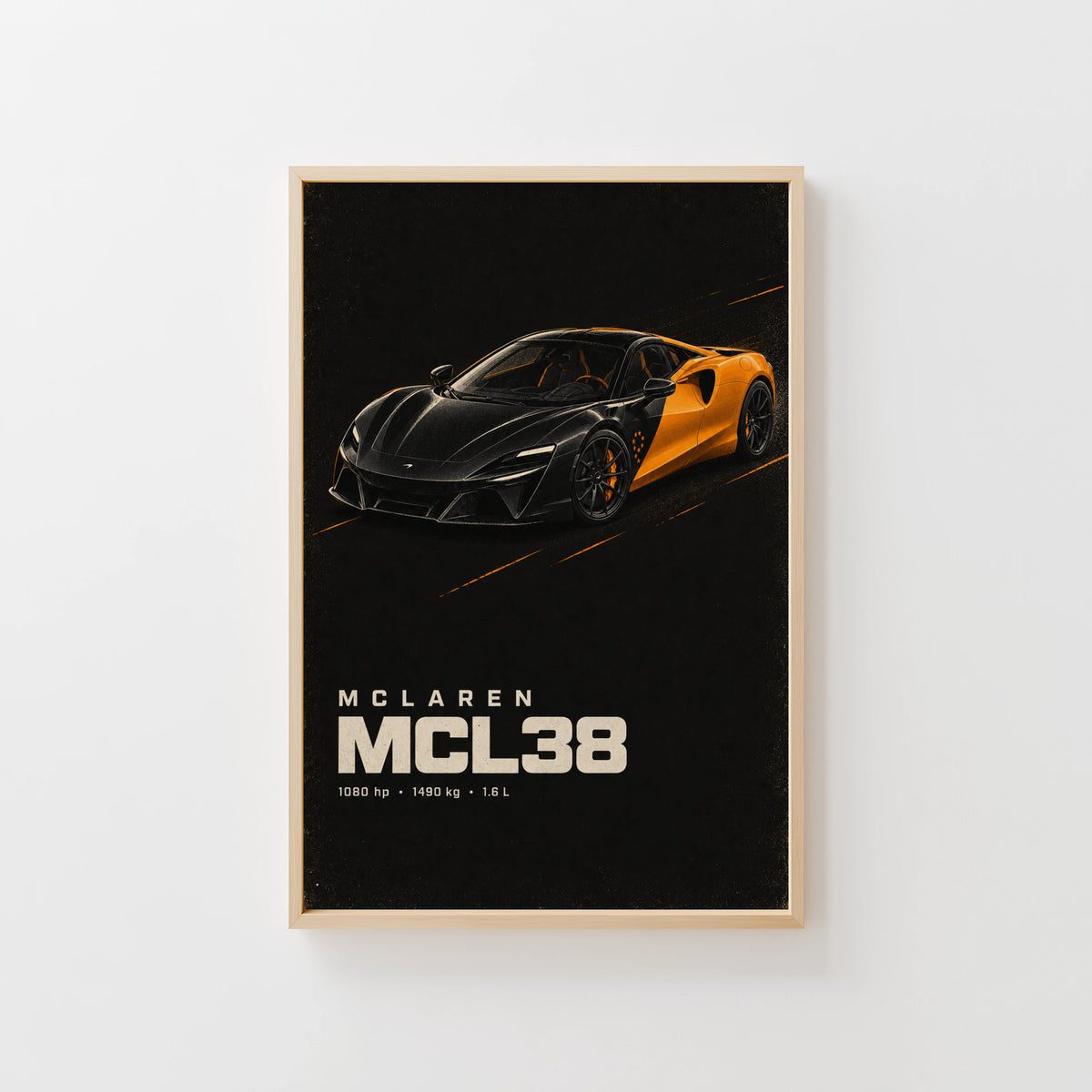 Vintage McLaren MCL38 Print, Supercar Wall Art