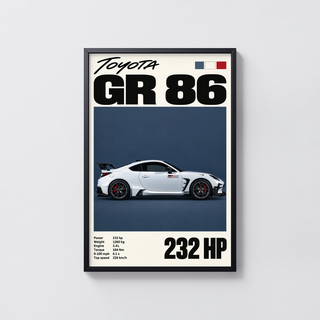 Vintage Toyota GR 86 Print, Car Wall Art