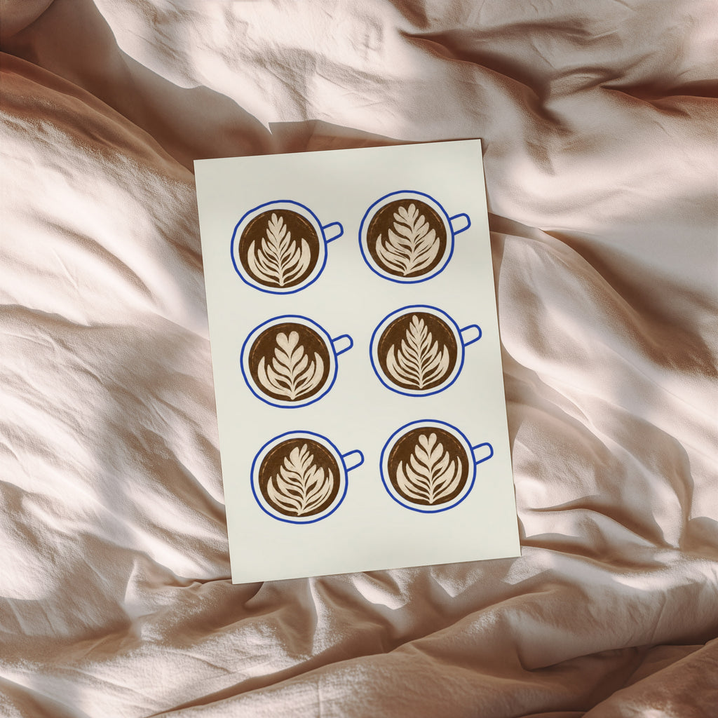 Vintage Coffee Print and Poster, Latte Art Wall Art