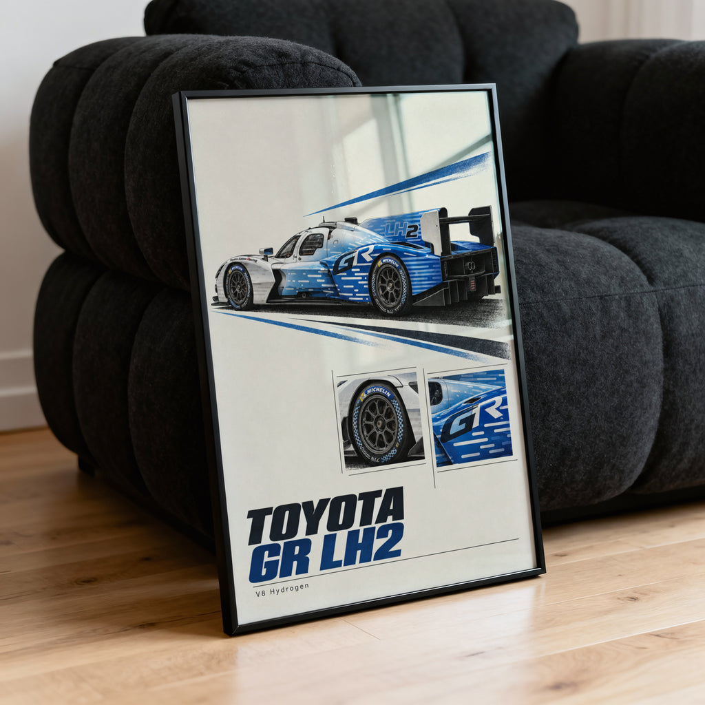 Vintage Toyota Print, Hydrogen Racing Car Art