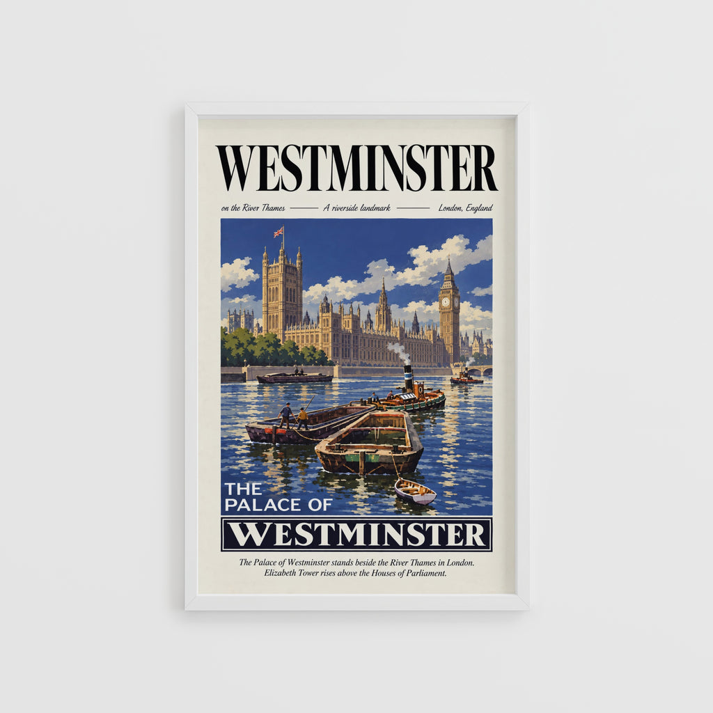 Vintage Westminster London Poster, Thames Wall Art Print