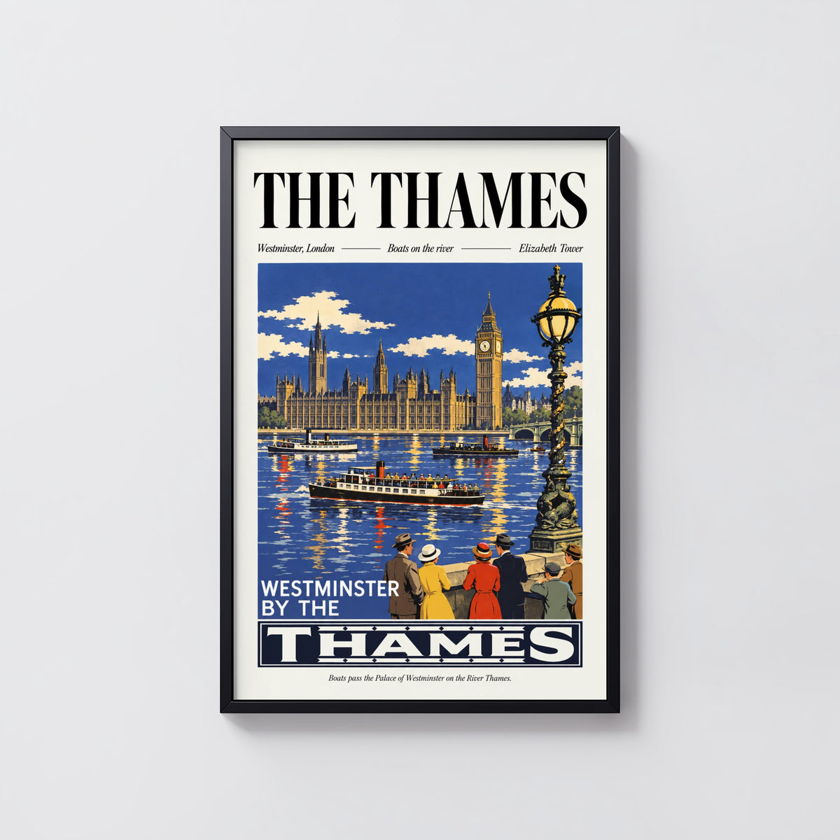 Vintage Thames Poster, Westminster London Wall Art, Print