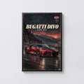 Vintage Bugatti Divo Print, Red Hypercar Wall Art
